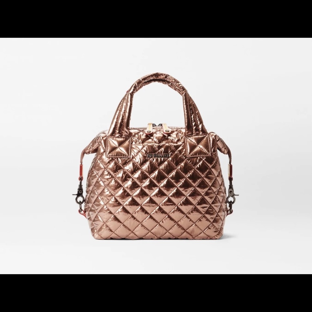 MZ Wallace Metallic Rose Gold Quilted Satchel